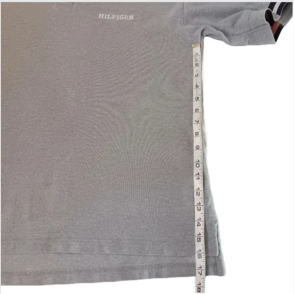 Tommy Hilfiger Gray Polo Shirt | EUC| Ribbed Collar - Picture 6 of 14
